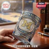 Michigan Wolverines NCAA men's basketball champion commemorative glass tumbler with gold, blue, and crystal embellishments.!
