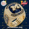 Gold University of Michigan 2026 NCAA men's basketball championship ring with blue enamel and pave set crystals.!