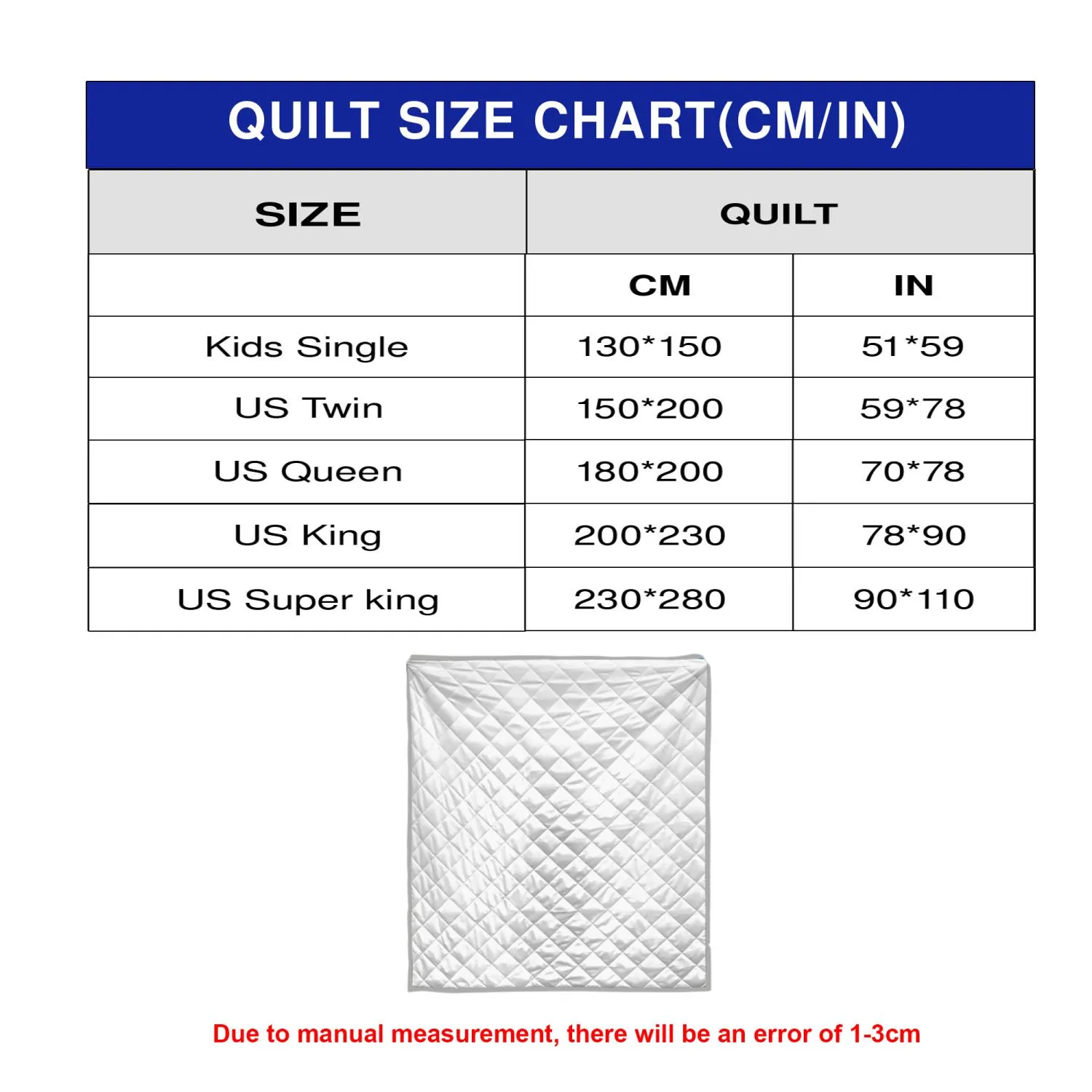 Standard Blanket Size Chart - Bipubunny