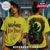 Neon yellow A Nightmare on Elm Street graphic t-shirt featuring Freddy Krueger and claw marks on front and back.!
