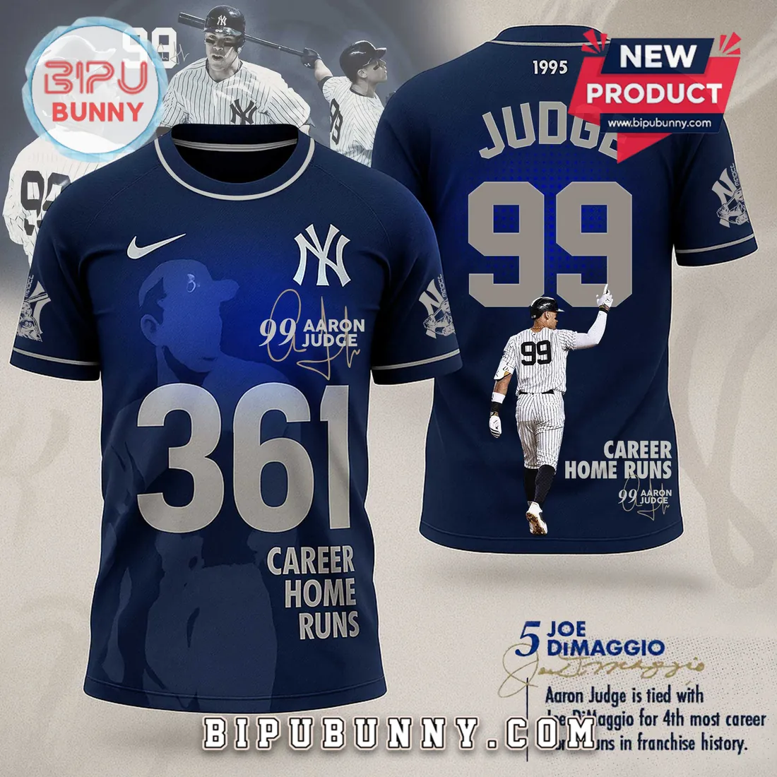Aaron Judge New York Yankees 361 Home Runs T-Shirt Aaron Judge New York Yankees 361 Home Runs T-Shirt