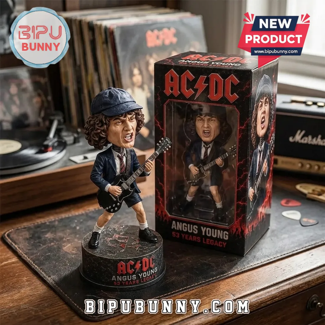 AC/DC Angus Young 53 Years Legacy Sculpted Bobblehead Figure AC/DC Angus Young 53 Years Legacy Sculpted Bobblehead Figure