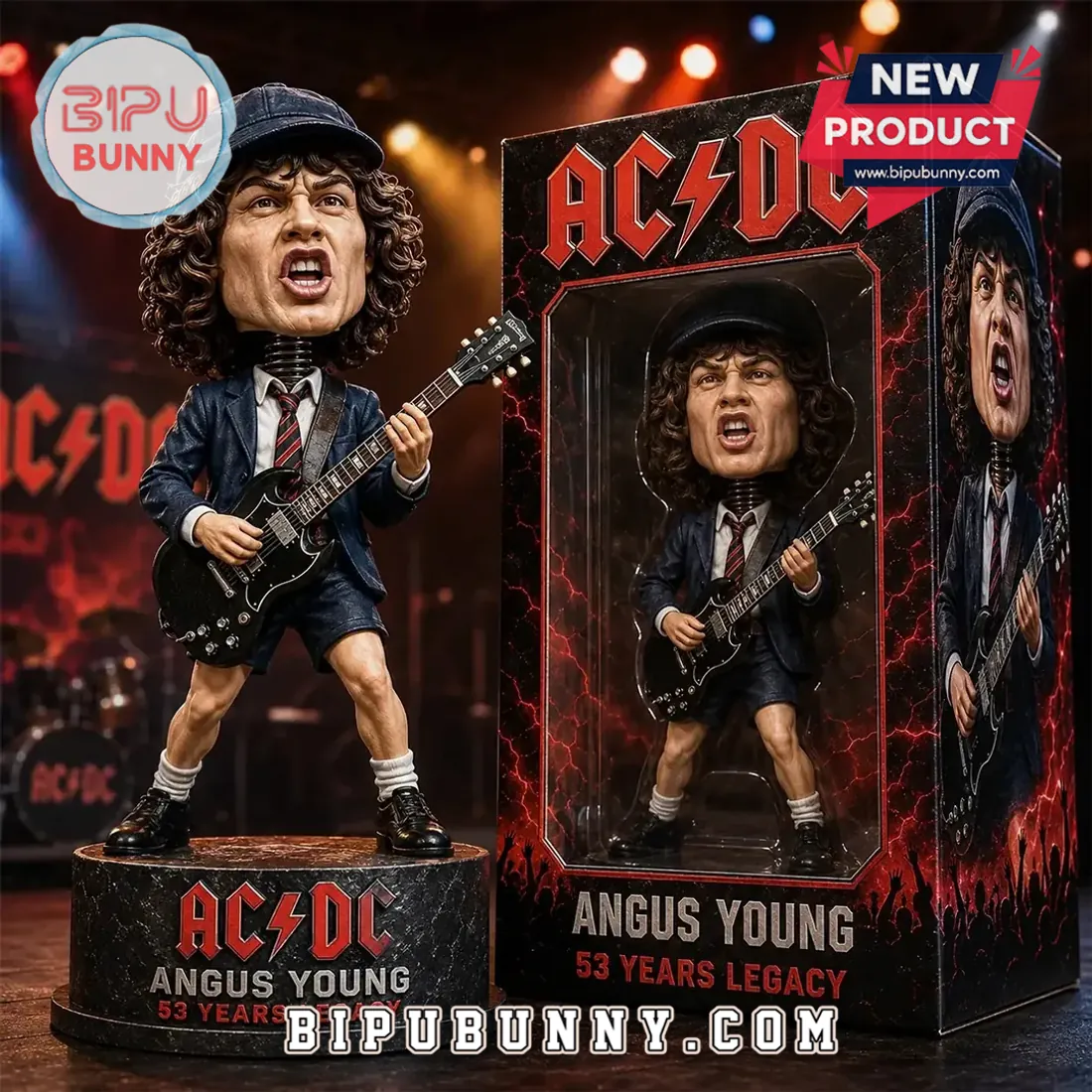 AC/DC Angus Young 53 Years Legacy Sculpted Bobblehead Figure AC/DC Angus Young 53 Years Legacy Sculpted Bobblehead Figure