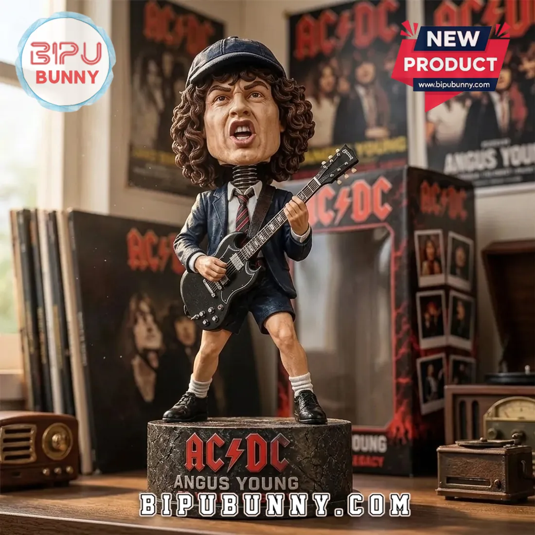 AC/DC Angus Young 53 Years Legacy Sculpted Bobblehead Figure AC/DC Angus Young 53 Years Legacy Sculpted Bobblehead Figure