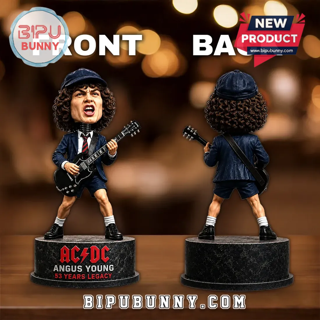 AC/DC Angus Young 53 Years Legacy Sculpted Bobblehead Figure AC/DC Angus Young 53 Years Legacy Sculpted Bobblehead Figure