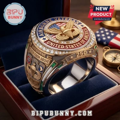 Airborne Veteran 250th Anniversary Engraved Gold Ring