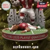 Alabama Crimson Tide 2025 Playoff Mascot Christmas ornament featuring Big Al standing over a mascot on a football field.