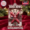 Alabama Crimson Tide 2025 Rose Bowl mascot ornament features an elephant in a red football jersey against a stadium background.