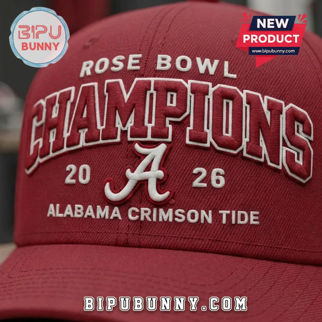 Alabama Crimson Tide 2026 Rose Bowl Champions Crimson Cap Alabama Crimson Tide 2026 Rose Bowl Champions Crimson Cap