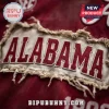 Alabama Crimson Tide Premium Distressed T-Shirt featuring a raw-edge beige fabric patch with maroon athletic lettering.