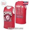 Alabama Crimson Tide SEC Champions T-Shirt 2025 featuring a red tank top with team history, roster names, and logo graphics.