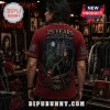 Alice Cooper 9/11 Memorial T-Shirt featuring a red graphic print of the Statue of Liberty, Twin Towers, and Alice Cooper.