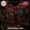 Alice Cooper 9/11 Memorial T-Shirt featuring graphic art of the Twin Towers, Statue of Liberty, and US flag on red fabric.