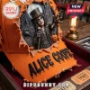 Alice Cooper Life Is Scary Without Orange Distressed Baseball Cap featuring a 3D rocker graphic and frayed fabric edges.