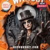 Alice Cooper Life Is Scary Without Orange Distressed Baseball Cap featuring rock legend in front of a spooky castle.