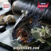 Alien Queen 40th anniversary glass whiskey decanter with diamond-shaped stopper sitting on a green marble board.!