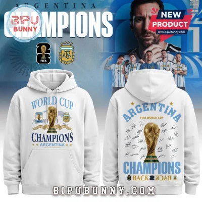 Argentina National Soccer Team World Cup Champions White Hoodie