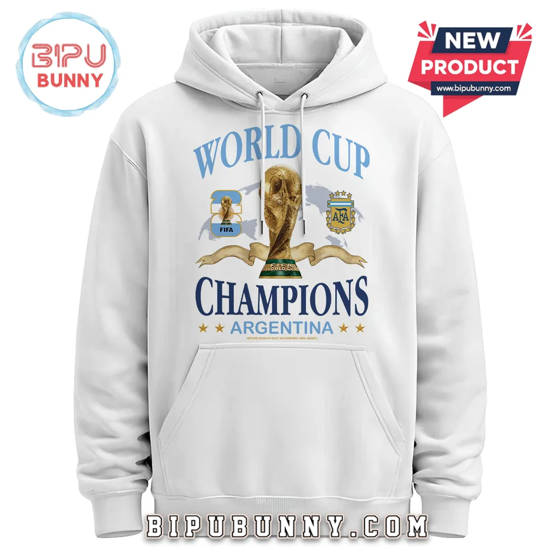 Argentina National Soccer Team World Cup Champions White Hoodie Argentina National Soccer Team World Cup Champions White Hoodie