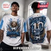 Argentina National Team 2026 Road to Glory T-Shirt featuring a front and back graphic design with a soccer player and ball.
