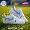 Argentina National Team Champions White Air Force 1 Sneakers featuring light blue swoosh, AFA logo, and FIFA trophy icon.