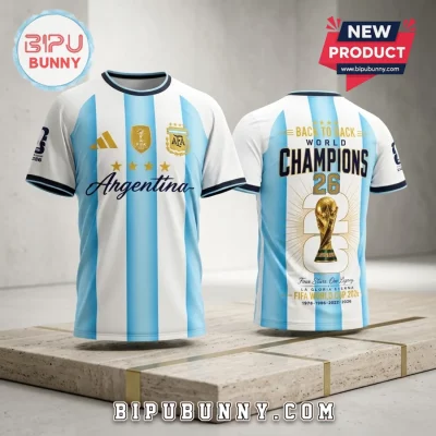 Argentina World Cup 2026 Champions Back to Back T-Shirt Argentina World Cup 2026 Champions Back to Back T-Shirt