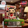 Mikel Arteta Funko Pop figure with Sommeray League trophy on a grass-textured base with Arsenal FC plaque.!