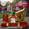 Arsenal FC Lego-style set with Gunnersaurus mascot, gold trophy, and cannon on a red and gold base with club text.!