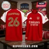 Arsenal FC red and white football jersey with Champions 26 on the back and Emirates Fly Better logo on the front.!