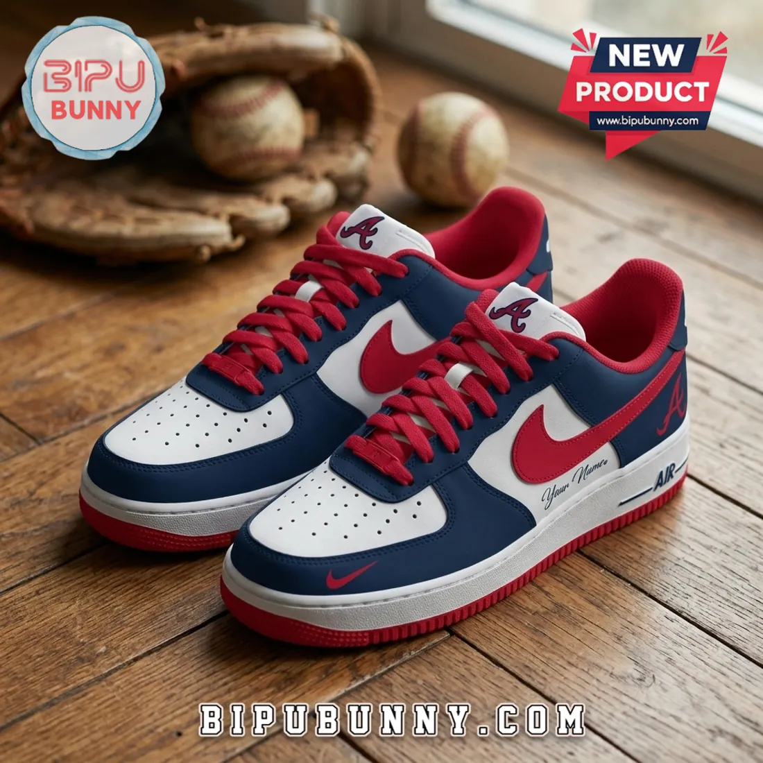 Atlanta Braves Nike Air Force 1 Custom Sneakers Atlanta Braves Nike Air Force 1 Custom Sneakers