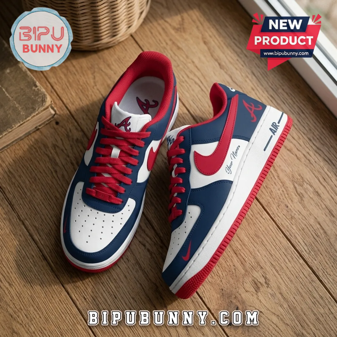 Atlanta Braves Nike Air Force 1 Custom Sneakers Atlanta Braves Nike Air Force 1 Custom Sneakers