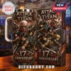 Attack on Titan stainless steel tumbler with Colossal Titan and survey corps characters, 17th anniversary text design.!