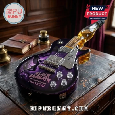 Black Sabbath Paranoid Vintage Guitar Whiskey Decanter