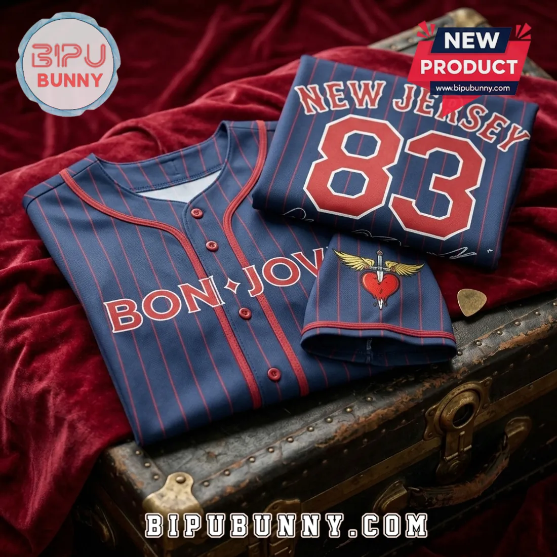 Bon Jovi Forever Tour Navy Blue Pinstripe Baseball Jersey Bon Jovi Forever Tour Navy Blue Pinstripe Baseball Jersey