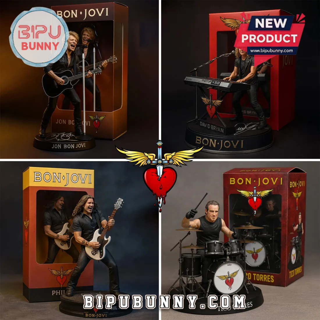 Bon Jovi Sculpted Resin Band Member Acrylic Plaque Bon Jovi Sculpted Resin Band Member Acrylic Plaque