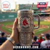 Boston Red Sox stainless steel Yeti tumbler with embossed Fenway Park graphics, red socks logo, and jewel embellishments.!