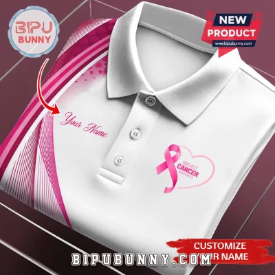 Breast Cancer Awareness Ribbon Custom Name Polo Shirt