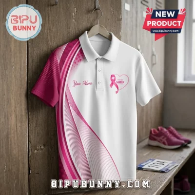 Breast Cancer Awareness Ribbon Custom Name Polo Shirt