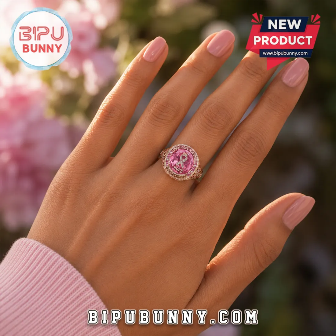 Breast Cancer Awareness Rose Gold Hope Ring Breast Cancer Awareness Rose Gold Hope Ring