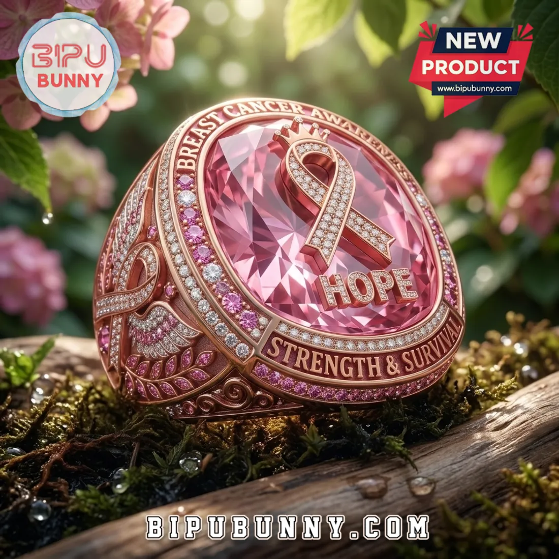 Breast Cancer Awareness Rose Gold Hope Ring Breast Cancer Awareness Rose Gold Hope Ring