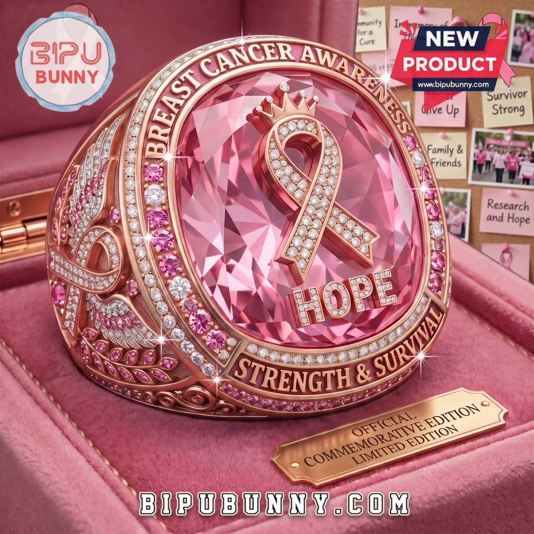 Breast Cancer Awareness Rose Gold Hope Ring Breast Cancer Awareness Rose Gold Hope Ring