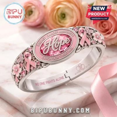 Breast Cancer Awareness Silver Tone Hope Charm Bracelet