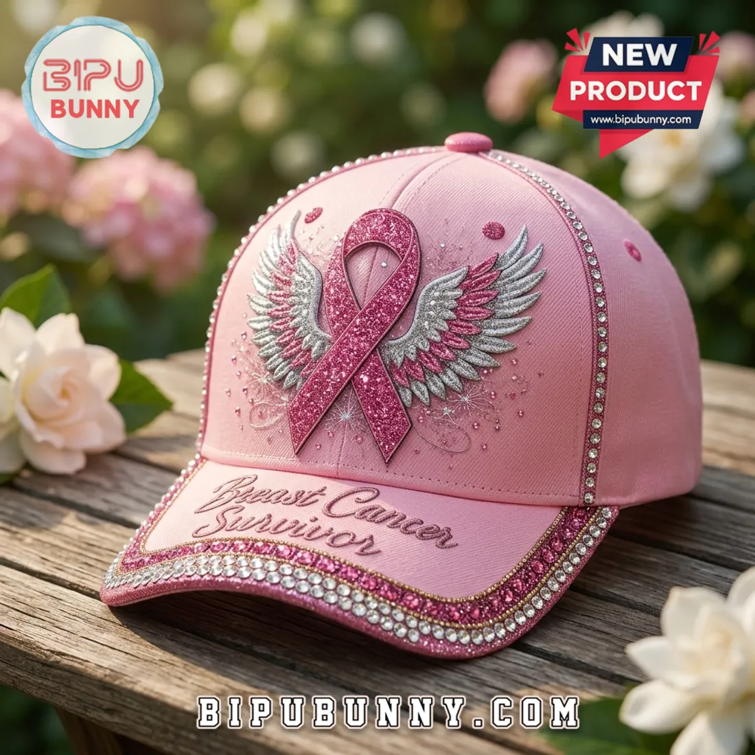 Breast Cancer Survivor Pink Rhinestone Baseball Cap Breast Cancer Survivor Pink Rhinestone Baseball Cap
