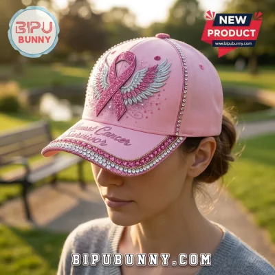 Breast Cancer Survivor Pink Rhinestone Baseball Cap