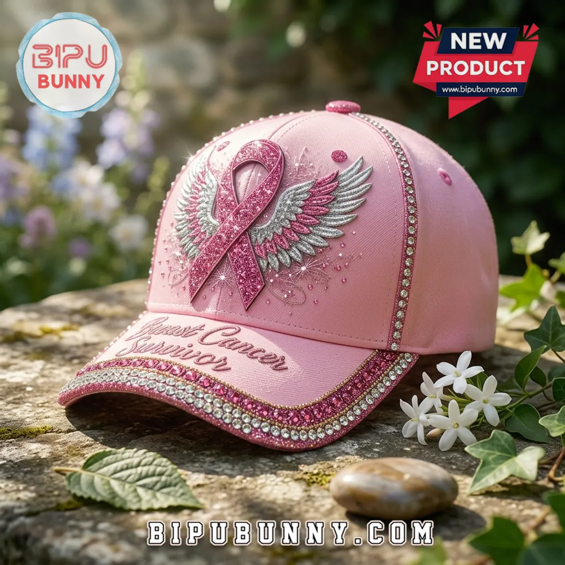 Breast Cancer Survivor Pink Rhinestone Baseball Cap Breast Cancer Survivor Pink Rhinestone Baseball Cap