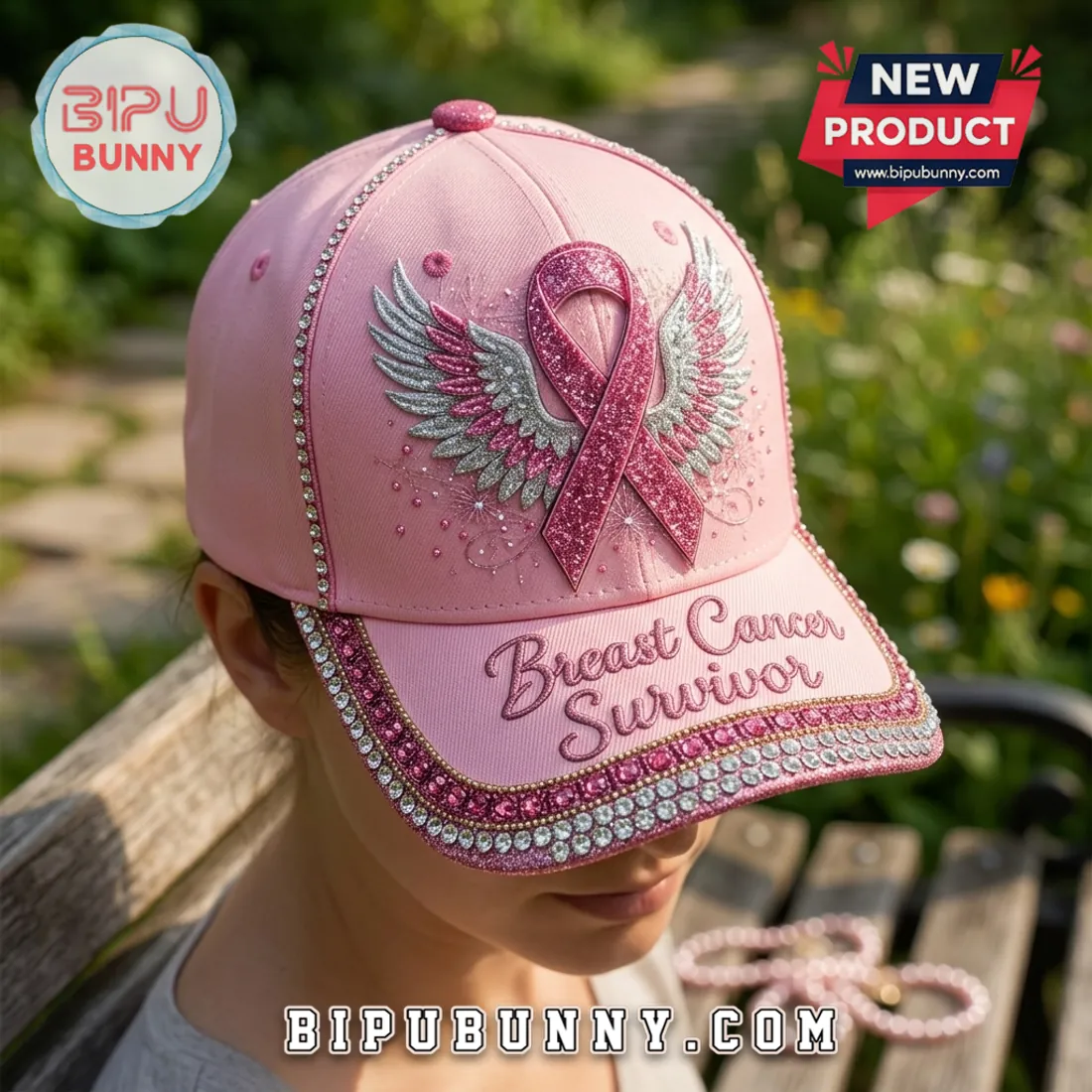 Breast Cancer Survivor Pink Rhinestone Baseball Cap Breast Cancer Survivor Pink Rhinestone Baseball Cap