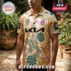 Brisbane Broncos rugby polo shirt in cream with Indigenous dot art patterns, Kia logo, and sponsor branding.!