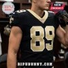 New Orleans Saints black football jersey with number 89, gold fleur-de-lis shoulder patch, and NFL shield logo on collar.!