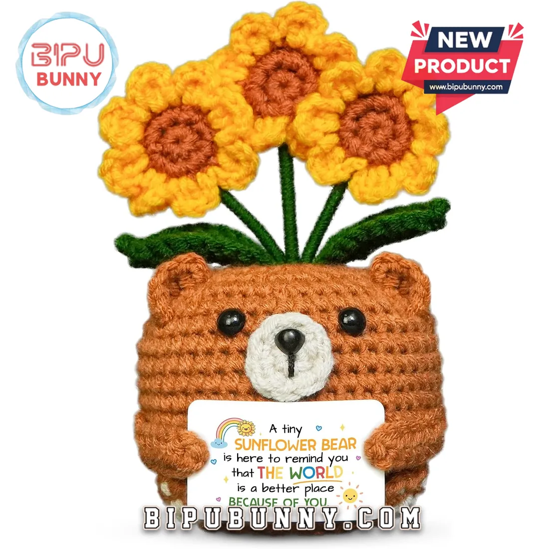 Brown Bear Sunflower Emotional Support Crochet Doll Brown Bear Sunflower Emotional Support Crochet Doll