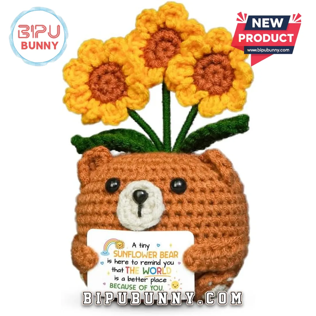 Brown Bear Sunflower Emotional Support Crochet Doll Brown Bear Sunflower Emotional Support Crochet Doll