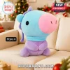 BT21 BTS Cartoon Animal Stuffed Plush Pillow Mang character with blue head, pink nose, and purple body on a beige couch.